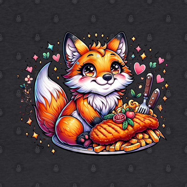 Cute Fox eating german food by TaevasDesign